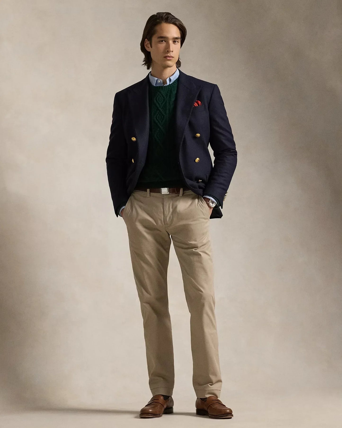 Chinohose aus Stretch-Baumwolle mit geradem Schnitt und R&L Detail