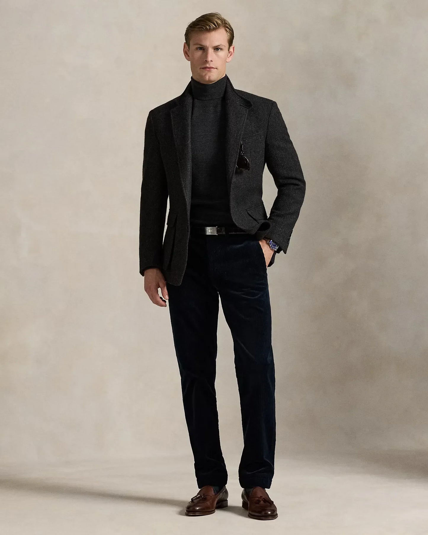 Cordhose aus Stretch-Baumwolle mit geradem Schnitt und R&L Detail