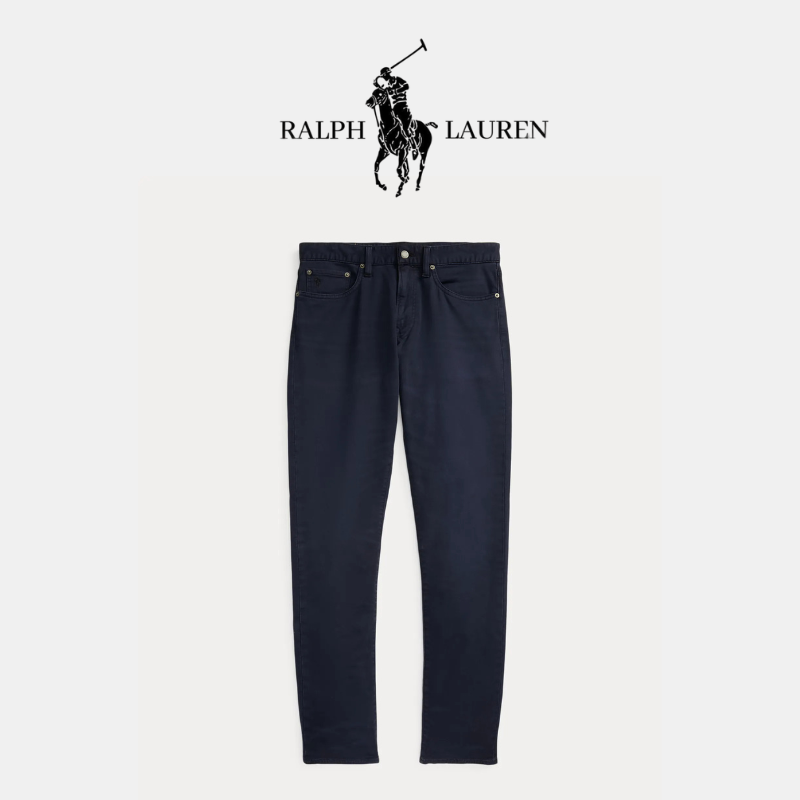 Slim-Fit Chinohose aus Baumwolle mit Strickoptik und R&L Detail