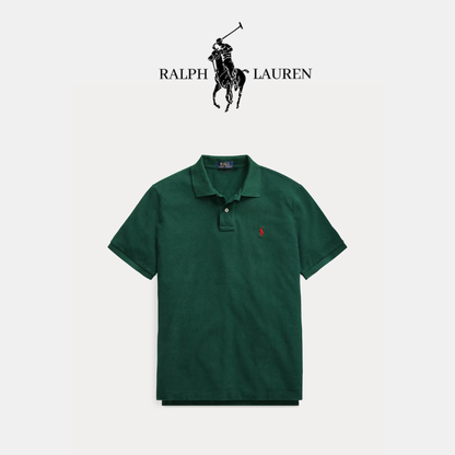Slim-Fit Poloshirt aus Baumwoll-Mesh mit R&L Stickdetail