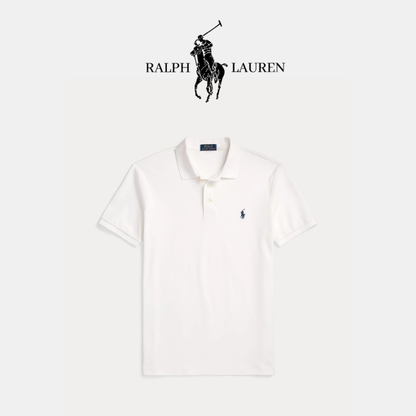 Custom-Slim Poloshirt aus Stretch-Baumwoll-Mesh mit R&L Detail