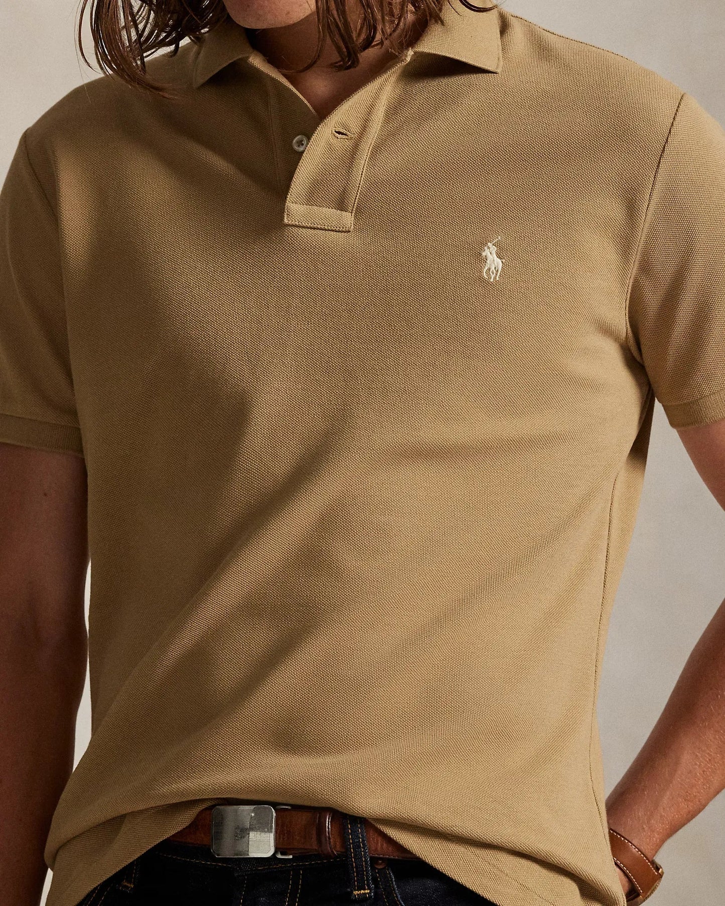 Poloshirt aus atmungsaktivem Baumwoll-Mesh mit R&L Detail
